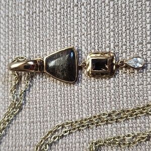 BARSE BRONZE STONE AND CRYSTAL PENDANT